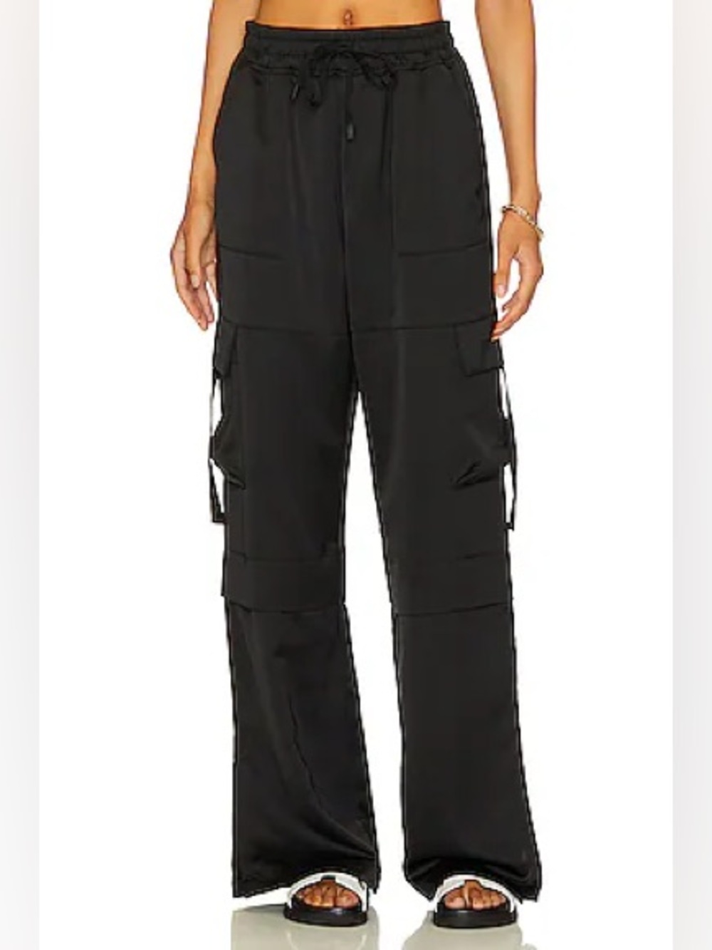 Beach Riot Giana Pant in Black Satin